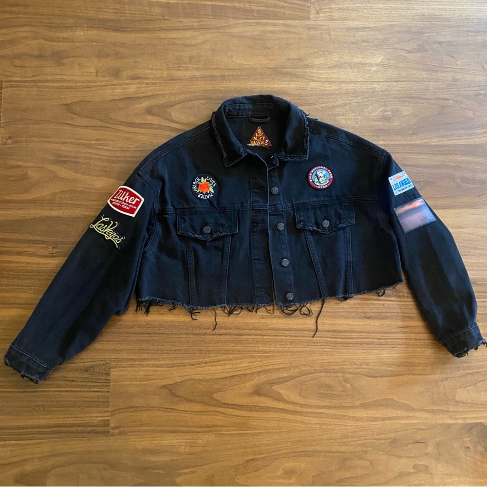 Cropped Patchwork Denim Jacket Route 66 Festival … - image 5